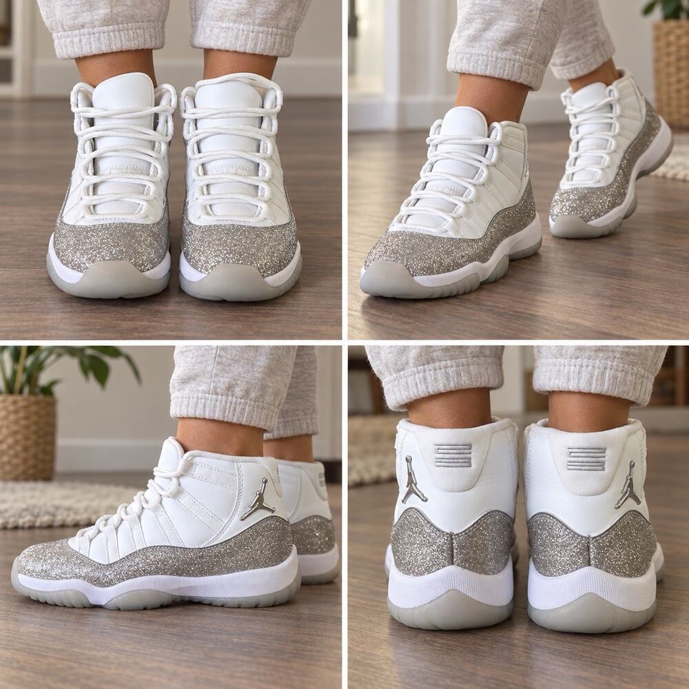 Air Jordan 11 Retro Metallic Silver Women’s 7 White Glitter AR0715-100